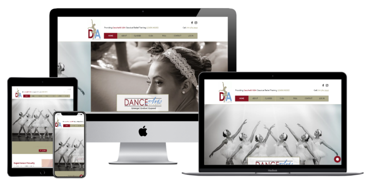 Dance Arts Gillete Website Multiple Devices view