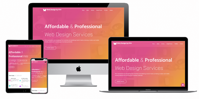 Web Design by Kim Website Multiple Devices view - WordPress Web Design Services